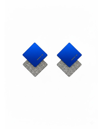 Doble Cuadrado Azul + Glitter Plata