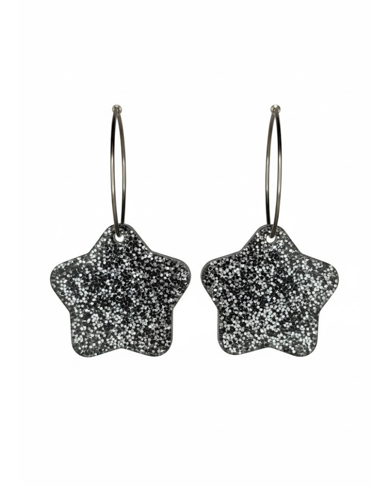 Basico Estrella Glitter Negro Aro