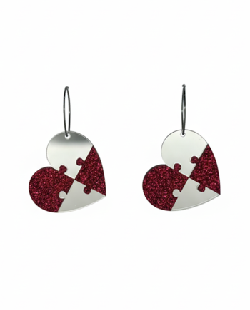 Corazon Puzzle Glitter Rosa + Plata