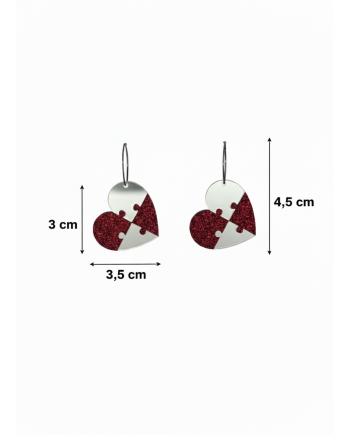 Corazon Puzzle Glitter Rosa + Plata